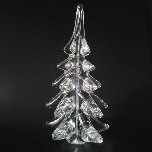Vintage Glass Christmas Tree Clear Glass Christmas Tree, 8.25 Inches - Picture 1 of 4
